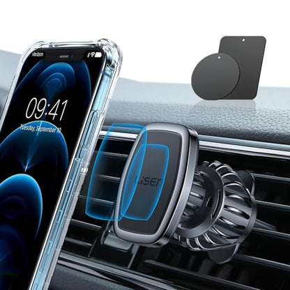 LISEN Magnetic Phone Holder for Car, Car Phone Holder Magnetic with Upgraded Clip & Ultra 6 Strong Magnets, Magnetic Car Phone Mount Magnet for Car Automobile Cradles, Soporte de Telefono para carro - color: Black