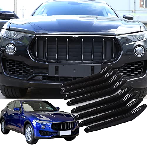 8pcs Car Styling ABS Plastic Exterior Front Grill Decoration Strips Cover Trims For Maserati Levante 2016 2017 2018 Auto Accessories (Carbon Fiber) - color: Carbon Fiber