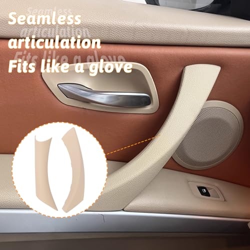 6PCS/Set Interior Inner Inside Door Pull Sticky Handle Cover for BMW 3 Series E90/E91/E92/E93 320 325 328 335 330 M3 (2004-2011) Left and Right Passenger Side (Beige) - color: Beige