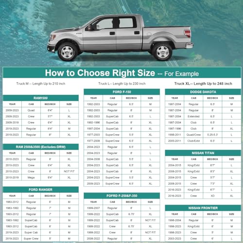 GUNHYI Pickup Truck Cover - Waterproof All Weather, 6 Layer Heavy Duty, Universal Fit Ford F150, Chevy Silverado, GMC Sierra, Dodge Ram 1500 Extended/SuperCrew Cab (Up to 248 inch) - color: Silver, size: Truck Xl-length Up to 248 Inch
