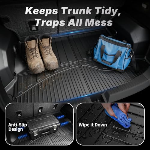 OEDRO Floor Mats & Cargo Liner Fit for Toyota 4Runner 2013-2024(Only 5 Seater, Not Fit 7 Seats), Custom Fit TPE All Weather Floor Liners for 4Runner Accessories, 1st & 2nd Row Car Mats Full Set, Black - style: 13-24 4Runner Full Mat Set