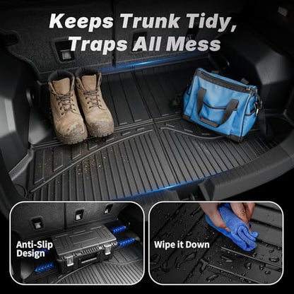 OEDRO Floor Mats & Cargo Liner Fit for Toyota 4Runner 2013-2024(Only 5 Seater, Not Fit 7 Seats), Custom Fit TPE All Weather Floor Liners for 4Runner Accessories, 1st & 2nd Row Car Mats Full Set, Black - style: 13-24 4Runner Full Mat Set