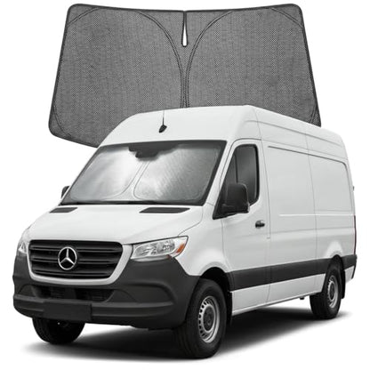 Proadsy Windshield Sun Shade Custom Fit Mercedes Benz Sprinter 2007-2026 Ice Crystal Black Front Window Sunshade UV and Heat Blocker Foldable Visor Keeps Car Cooler for Summer Parking and Daily Use - size: 2007-2026 Freightliner/Mercedes Benz Sprinter