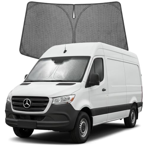 Proadsy Windshield Sun Shade Custom Fit Mercedes Benz Sprinter 2007-2026 Ice Crystal Black Front Window Sunshade UV and Heat Blocker Foldable Visor Keeps Car Cooler for Summer Parking and Daily Use - size: 2007-2026 Freightliner/Mercedes Benz Sprinter
