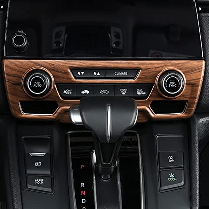 for CRV 2017-2021 Air Conditioning Knob Climate Control Module Panel ABS Peach Wood Grain Center Console CD Panel Cover Trim Sticker for Honda CRV CR-V 2017 2018 2019 2020 2021(Not Fit for LX) - color: Air Conditioning Knob Panel