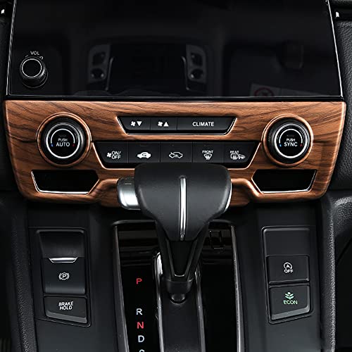 for CRV 2017-2021 Air Conditioning Knob Climate Control Module Panel ABS Peach Wood Grain Center Console CD Panel Cover Trim Sticker for Honda CRV CR-V 2017 2018 2019 2020 2021(Not Fit for LX) - color: Air Conditioning Knob Panel
