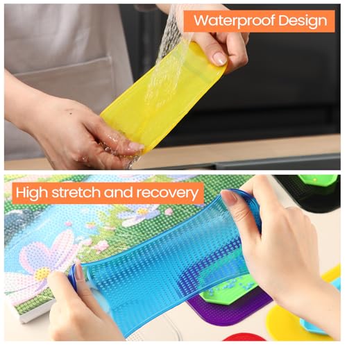 Blulu 6 Pieces Diamond Art Painting Accessories Anti-Slip Tools Sticky Mat Diamond Painting Trays Sticky Gel Pad Universal Mount Holder 5.6 x 3.3 Inch for Adults Art Supplies (Dark Color Style) - color: Dark