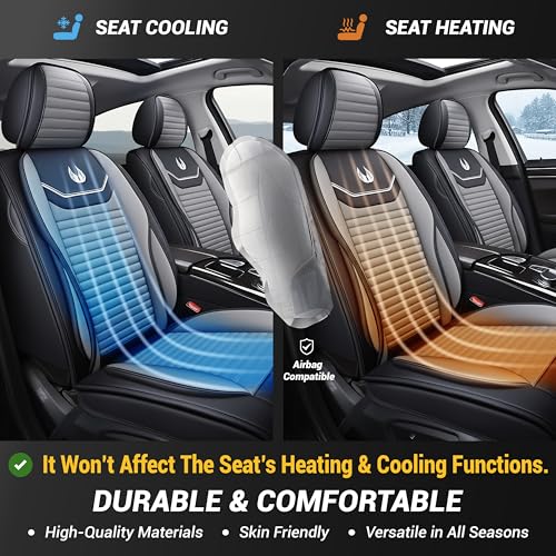OASIS AUTO Car Seat Covers Full Set Premium Waterproof Full Coverage Faux Leather Luxury Universal Fit for SUV, Sedan, Pick-up Truck, Premium Interior Protectors (OD-008 Gray) - color: Gray