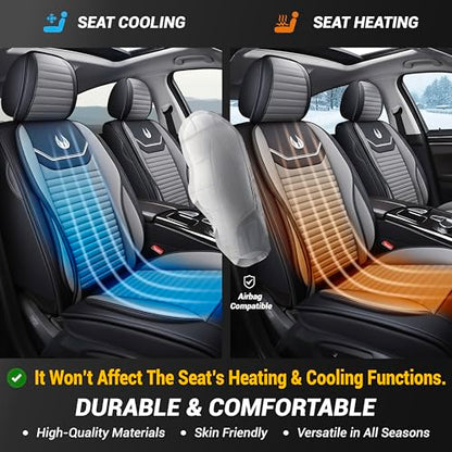 OASIS AUTO Car Seat Covers Full Set Premium Waterproof Full Coverage Faux Leather Luxury Universal Fit for SUV, Sedan, Pick-up Truck, Premium Interior Protectors (OD-008 Gray) - color: Gray