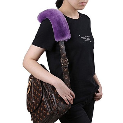 U&M 2 Pack Genuine Sheepskin Auto Seat Belt Cover for Adult Youth Kid Toddlers -Soft Warm Car, Truck, SUV, Camera Backpack Strap Shoulder Pad Wool Fluffy - color: light purple