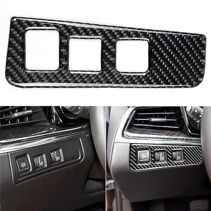 NVCNX Carbon Fiber Compatible with Cadillac XT6 2020-2025 / XT5 2017-2025 2018 2019 2020 2021 2022 2023 2024 Accessories Car Electronic Handbrake Button Panel Cover Interior Trim Black -B - color: Electronic Handbrake Button Panel - B