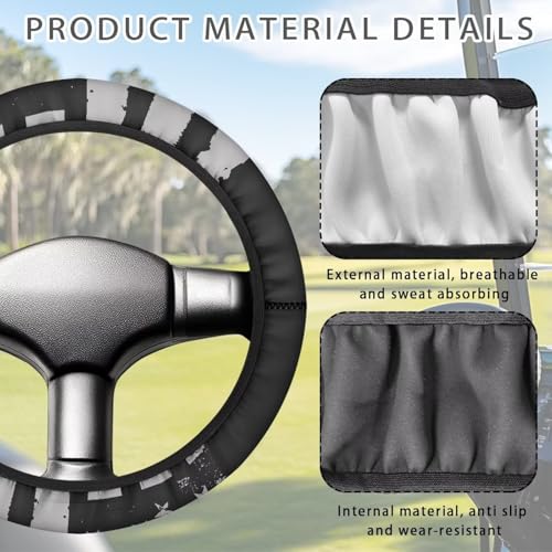 4th of July Golf Cart Steering Wheel Golf Cart Steering Wheel Fit 13-14 Inch Car Anti-Slip Car Accessories Steering Wheel Cover Odorless Breathable Wrap Cover Sweat Absorption - color: 4th of July Black