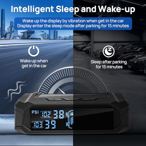 Masoll RV tire Pressure Monitoring System, Wireless TPMS Tire Pressure Monitor System with Solar Charger, RV TPMS with 4 tire Pressure Sensors & 6 Alarm Modes(0-87 PSI)