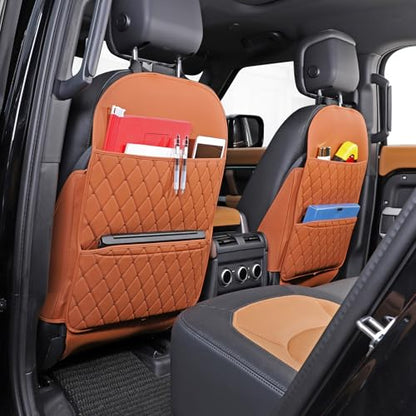 TAIKOO Seat Back Protector + Large Capacity Pocket Storage Organizer,Preventing The Impact of Children Stepping on The Seat Backrest (Style A-Brown) - color: Style A-Brown