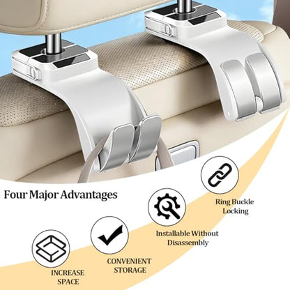 SWPHRT Car Seat Headrest Hook, Multifunctional Vehicle Backseat Storage Hanger for Purse Handbag Hat, Automotive Seat Back Bag Groceries Holder Hook, Universal for Truck SUV Sedan (White) - color: White