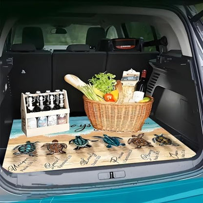 Universal Car Trunk Mat 29" x 39", Inspirational Turtle All Weather Trunk Protection Cargo Liner, Durable Cargo Mat Rear Trunk Liner, Stylish Vehicle Interior Accessories Suitable for Most Car Models - color: Inspirational Turtle