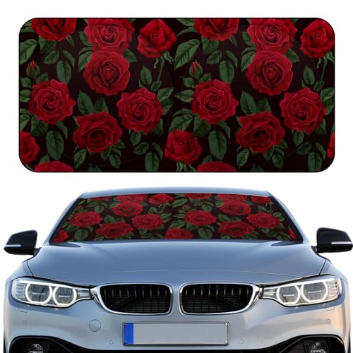 Windshield Sun Shade Foldable Car Front Window Covers for Car Accessories Sun Heat UV Rays Visor Protector Protection for Universal Cars SUV Truck (Rose) - style: Rose