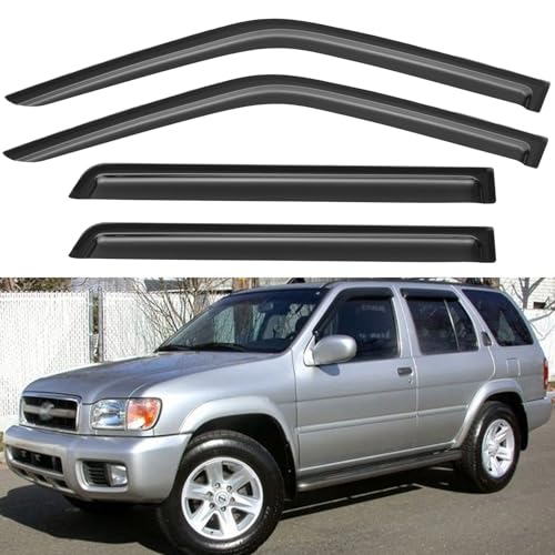 Window Visors Rain Guards for 1996-2004 Nissan Pathfinder, Out-Channel Window Vent Wind Deflectors Visors Shades for 1997-2003 Infiniti QX4 - size: 1996-2004 Nissan Pathfinder