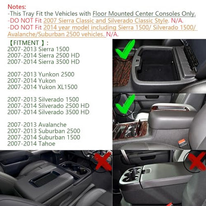 EDBETOS 07-14 Full Size Trucks Center Front Floor Console Compatible with Chevrolet Avalanche Tahoe Silverado Suburban 1500 2500 Sierra Pickup Truck Yukon & XL/Denali 19166288