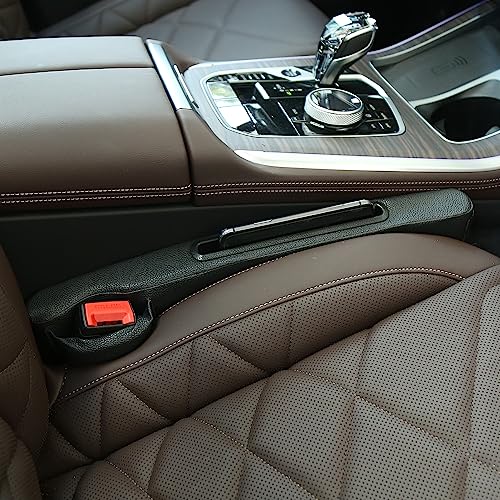 Car Seat Gap Filler 2 Pack,Car Seat Gap Filler Organizer,Car Seat Gap Plug with Storage Slot,3 in 1 Car Seat Gap Filler,Prevent Small Items from Falling(Black) - color: black