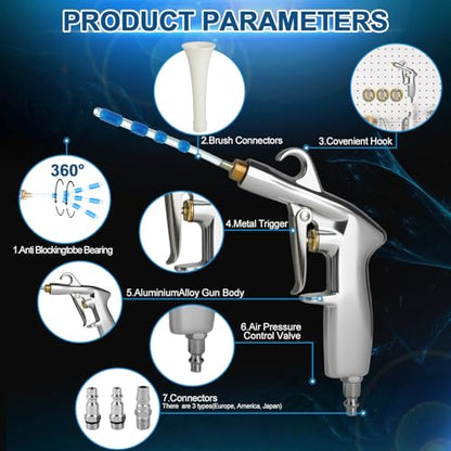 PARAROSE Car Detailing Cleaning Gun,Car Detailing Kit Interior Cleaner,High Pressure Blower Gun,Car Detailing Tools for Car Quickly Blasts Dirt and Dust Works with Air (White) - color: white
