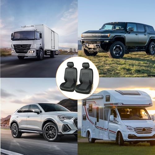 Mandark 4PCS Car Seat Cover, PU Leather Vehicle Seat Protector Full Sets, Waterproof Automotive Front Seats and Rear Bench Protection Guard Accessories, Universal for SUV, Truck, RV (Black) - color: Black