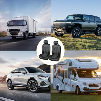 Mandark 4PCS Car Seat Cover, PU Leather Vehicle Seat Protector Full Sets, Waterproof Automotive Front Seats and Rear Bench Protection Guard Accessories, Universal for SUV, Truck, RV (Black) - color: Black