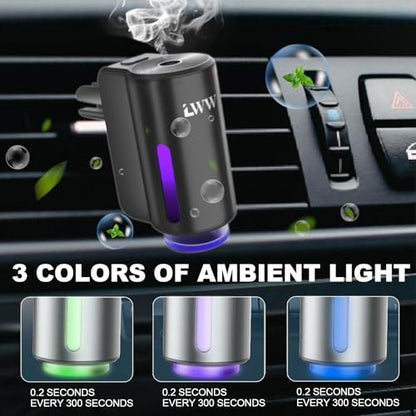 Car Air Freshener Diffuser, Portable Intelligent Car Aroma Diffuser with 3 Adjustable Modes, Rechargeable Car Aromatherapy Machine,Travel Essentials Gifts for Women Men, Long-Lasting (10Scents) - color: Black and Red