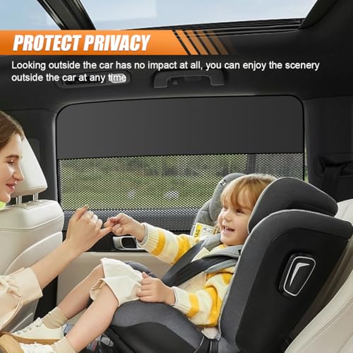 Car Front & Rear Side Window Sunshade, Magnetic Automotive Windshield Privacy Curtain with Half Shade, Mesh Sun Protection Cover Blocks Heat, Glare, UV Rays for Driver Passenger (4PCS) - size: Front & Rear (4PCS)