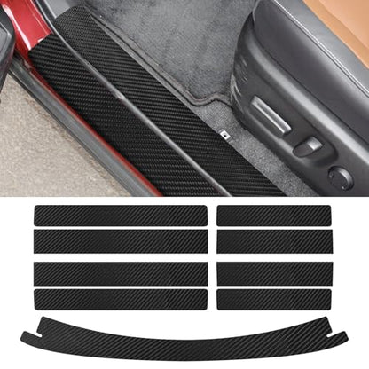Bilisin 9PCS Car Door Sill Protector Compatible with Toyota RAV4 4th Gen 2016-2019,Carbon Fiber Leather Auto Trunk Door Sill Entry Guard Scratch Protector Accessories - size: for RAV4 4th Gen 2016-2019
