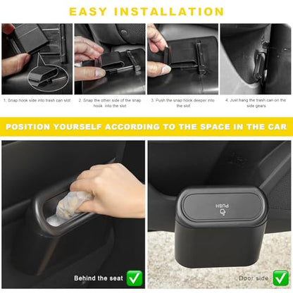 Car Trash Can Bin with Lid, Mini Portable Auto Garbage Can with 15Pcs Trash Bags, Waterproof Leakproof Small Garbage Organizer, Car Dustbin for Vehicle, Home, Office (Pink) - color: Pink