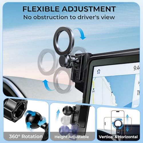 Car Phone Holder for Ford Mustang Mach-E 2025 2024 2023 2022 2021 (Only for 15.5-Inch Screen) 360° Rotation Magnetic Cell Phone Mount, Compatible with Magsafe, Does Not Affect Air Vent - style: Fit for 2021-2026 Mustang Mach-E, 15.5-Inch