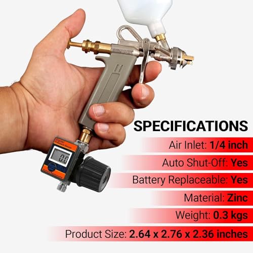 LE LEMATEC Digital Air Pressure Regulator, 1/4-Inch NPT Diaphragm Airflow Valve Up to 160 PSI Digital Gauge for HVLP Spray Paint Gun, Sand Blaster & Other Pneumatic Tools (DAR02B) - style: Diaphragm Valve Version