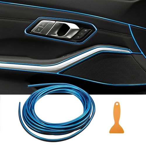 TOMALL Car Interior Moulding Strip Car Decorative Filler Insert Strips 10M(32ft) Flexible Electroplating Decoration Styling Dashboard Accessories with Installing Tool (Blue) - color: Car Trim Strip 10M-Blue