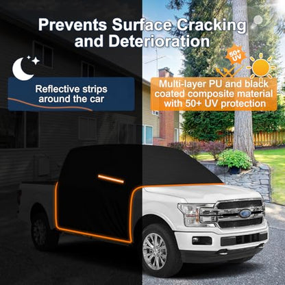 QUNSUNUS Truck Cab Cover for Ford F150 Super Crew All Years,Waterproof F150 Cab Cover with Zipper, Half Truck Cover All Weather with Wind, Sun, UV and Dust Protection - size: For F150 Super Crew Cab