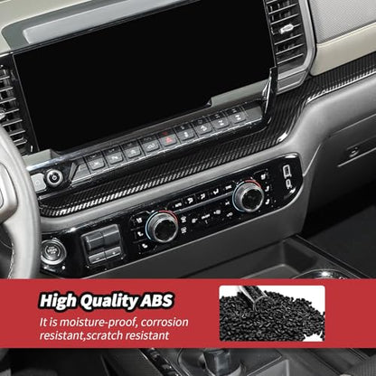 JeCar for Silverado Carbon Fiber Interior Center Console Dash Panel Cover Trim for 2022 2023 2024 2025 2026 Chevrolet Chevy Silverado 1500