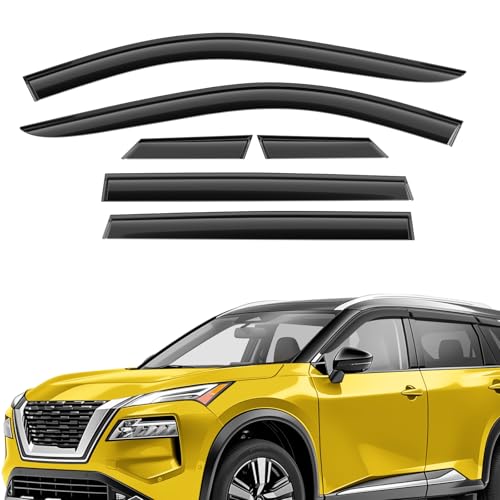 Extra Durable Window Deflectors Tape-On Window Visors Rain Guards Fit for Nissan Rogue 2021-2026, Sun Visors, Wind Vent for Shades, Exterior Car Accessories - 6pcs. AG0528 - color: For Nissan Rogue 21-26