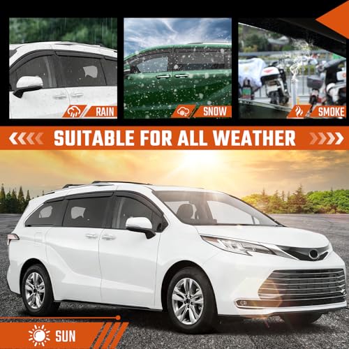 Rain Guards Compatible with Toyota Sienna 2021 2022 2023 2024 2025 2026, Tape-On Extra Durable Side Window Visor Deflectors 2021-2026 Sienna Rain Guard Black 6 PCS - size: Fit for Toyota Sienna 2021-2026