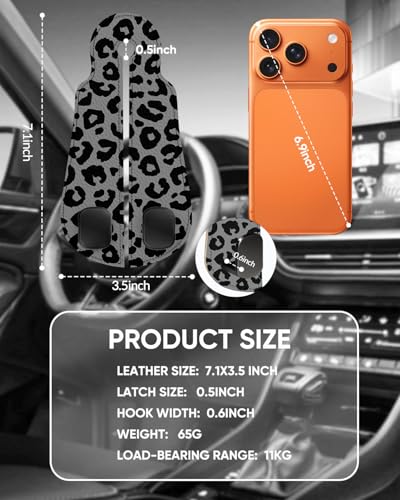 WOCOCN 2 Pack Car Purse Hook for Car Seat Headrest, Double-Sided PrintingPU Leather Purse Holder with Metal Hook, Cute Car Accessories for Women, Men (Car hook - Leopard print A) - color: Car hook - Leopard print A