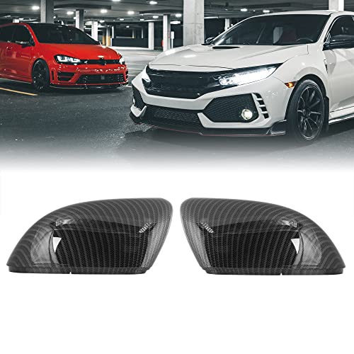 X AUTOHAUX Pair New Rear View Mirror Outside Housing Wing Mirror Covering Cap Carbon Fiber Pattern for Volkswagen Golf 6 2009-2012 - color: carbon fiber black