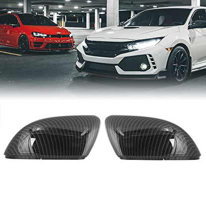 X AUTOHAUX Pair New Rear View Mirror Outside Housing Wing Mirror Covering Cap Carbon Fiber Pattern for Volkswagen Golf 6 2009-2012 - color: carbon fiber black