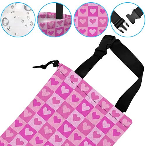 Car Trash Bag Hanging Pink Love Car Trash Can Waterproof Garbage Bag Hanging for Car Back Seat with Adjustable Straps and Drawstring for Car Accessories Vehicle Travelling - color: Pink Love