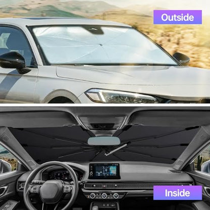 2026 Windshield Sun Shade Umbrella, Foldable Car Sunshade for Mid-Size Sedan, 360 Rotating Automotive Interior Sun Protection for 99% Heat UV Blocking, Auto Heat Shield Accessories(Medium) - size: Medium
