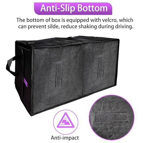 YOSRTER for Dodge Charger Durango Challenger Ram Car Trunk Organizer Collapsible Storage Box with Handle Foldable Lid Non Slip Bottom Sturdy Base Panel 2 Compartment Purple Trim - color: Purple Trim