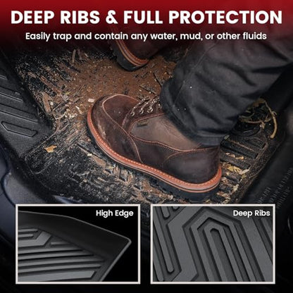 LASFIT Floor Mats & Trunk Mat for Honda CR-V 2017-2022 EX-L/EX/Touring/LX/Special Edition, All Weather Protection TPE Floor Liners 1st & 2nd Row & Cargo Mat in Lower Position (NOT for Hybrid) - style: 2）For Honda CR-V | 2017-2022 | Full Set (Lower Positio