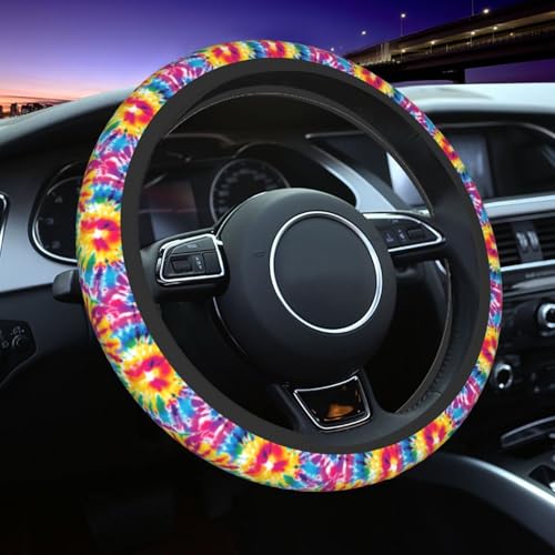 Tie Dye Steering Wheel Covers Non Slip Neoprene Universal 15 Inch Steering Wheel Protector Car Cover for Men Women - color: Tie Dye