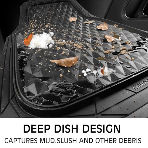 CAR PASS 3 Row Heavy Duty Rubber Car Mats, Deep-Dish All-Weather for 7 Seats 8 Seater 2nd & 3rd Floor Mats Waterproof Universal Trim Fit Liner Van,SUV,7 Passengers Vehicle,Automotive 3D Rhombus Black - color: black 3 row