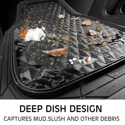 CAR PASS 3 Row Heavy Duty Rubber Car Mats, Deep-Dish All-Weather for 7 Seats 8 Seater 2nd & 3rd Floor Mats Waterproof Universal Trim Fit Liner Van,SUV,7 Passengers Vehicle,Automotive 3D Rhombus Black - color: black 3 row