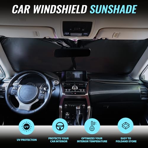 Car Windshield Sun Shade - Reflector Sunshade Offers Ultimate Protection for Car Interior, Cool Reflective Sun Blocker Fits Small Sedans, Mini SUVs - color: Pink and purple clouds