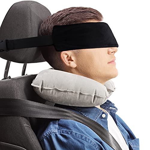JenPen 2 Sets Headrest Travel Pillow Neck Pillow for Airplane Travel Functional Head Straps Neck Brace for Sleeping on Airplane Car(Black) - color: Black
